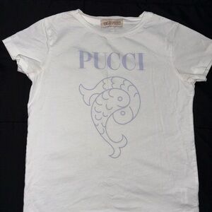 Emilio Pucci Kids White Tee with Lavender Design